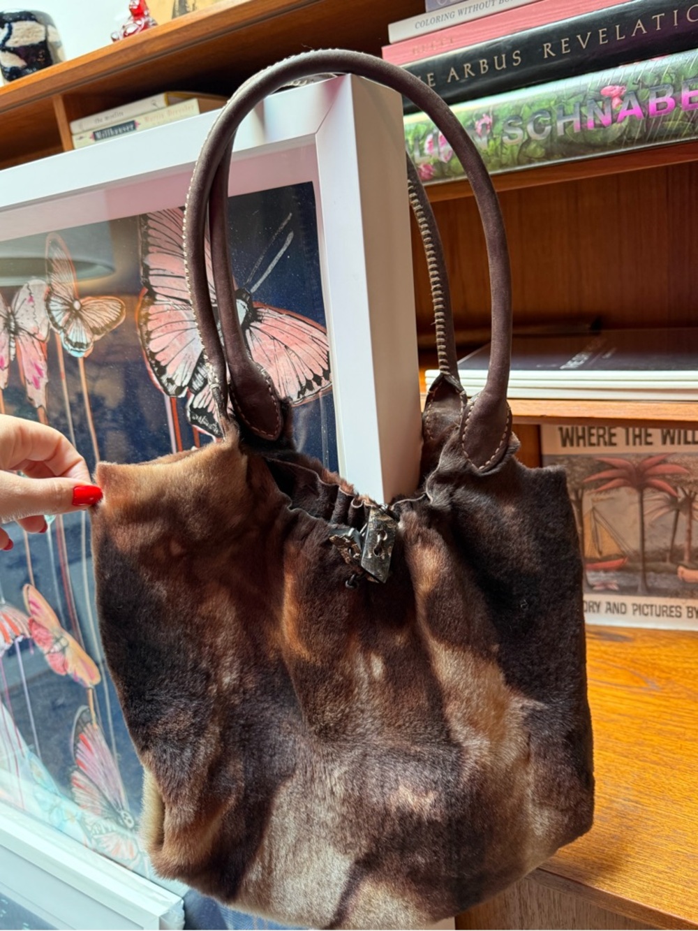 Vintage Henry Beguelin reversible fur/leather satchel